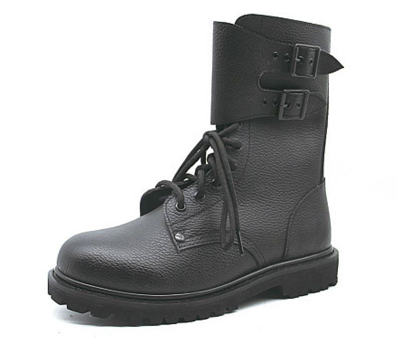 Black Leather Combat Police Boots