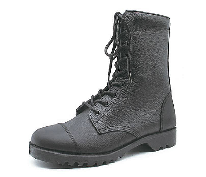 Black Leather Combat Military Boots