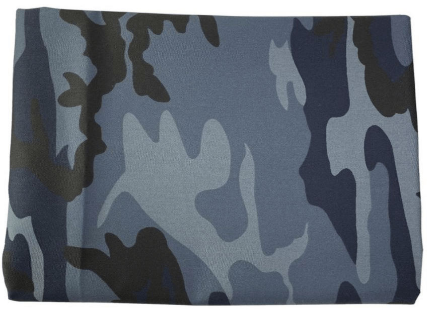 Poly/Cotton Twill Woodland Midnight Blue Printed Camouflage Textile and Fabric, Brown/Blue/Black/Grey