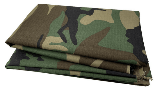 Poly/Cotton Twill Woodland Forest Printed Camouflage Textile, Brown/Green/Black/Grey